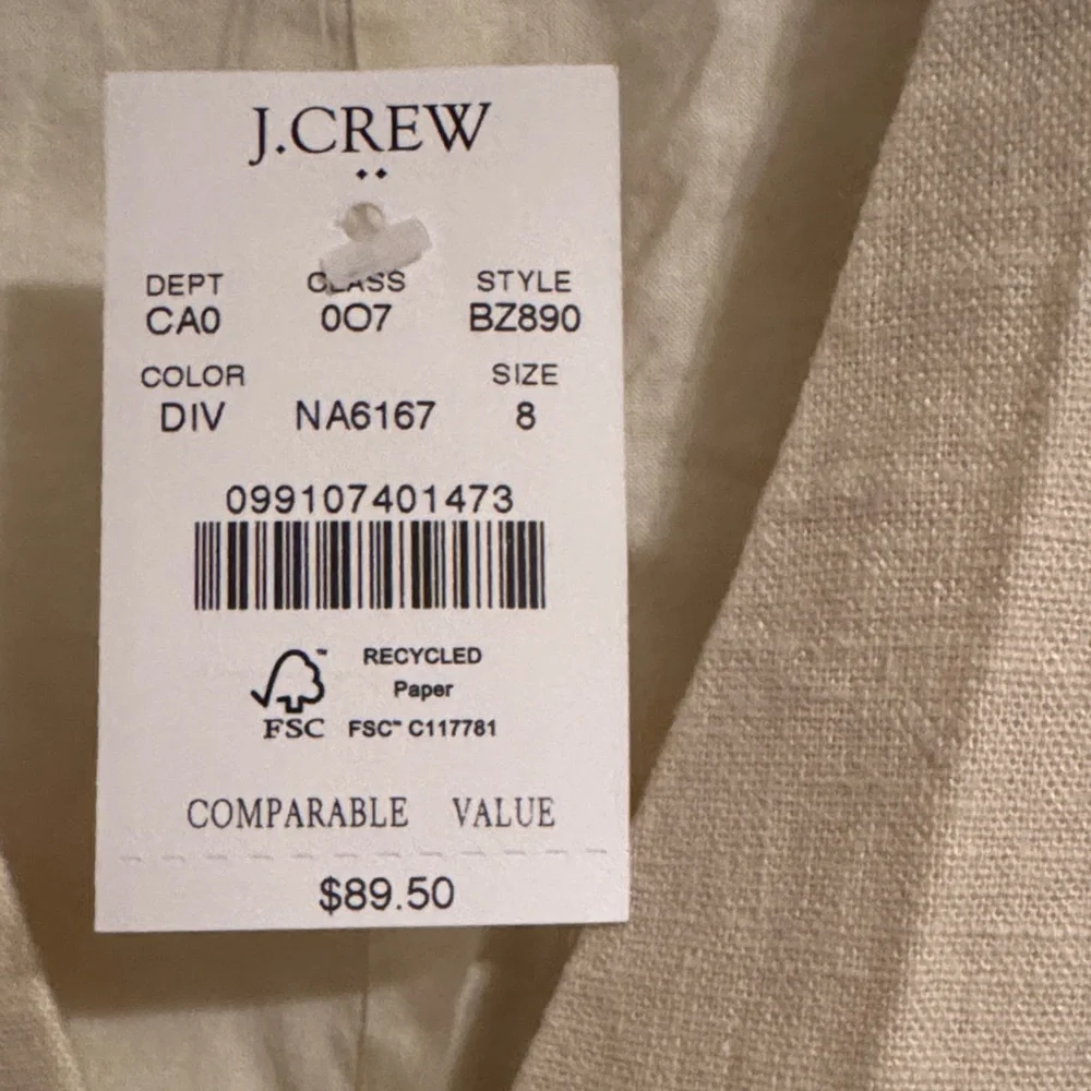 J. Crew Cream Sleeveless Button-Front Linen-Blend Vest - Picture 2 of 2
